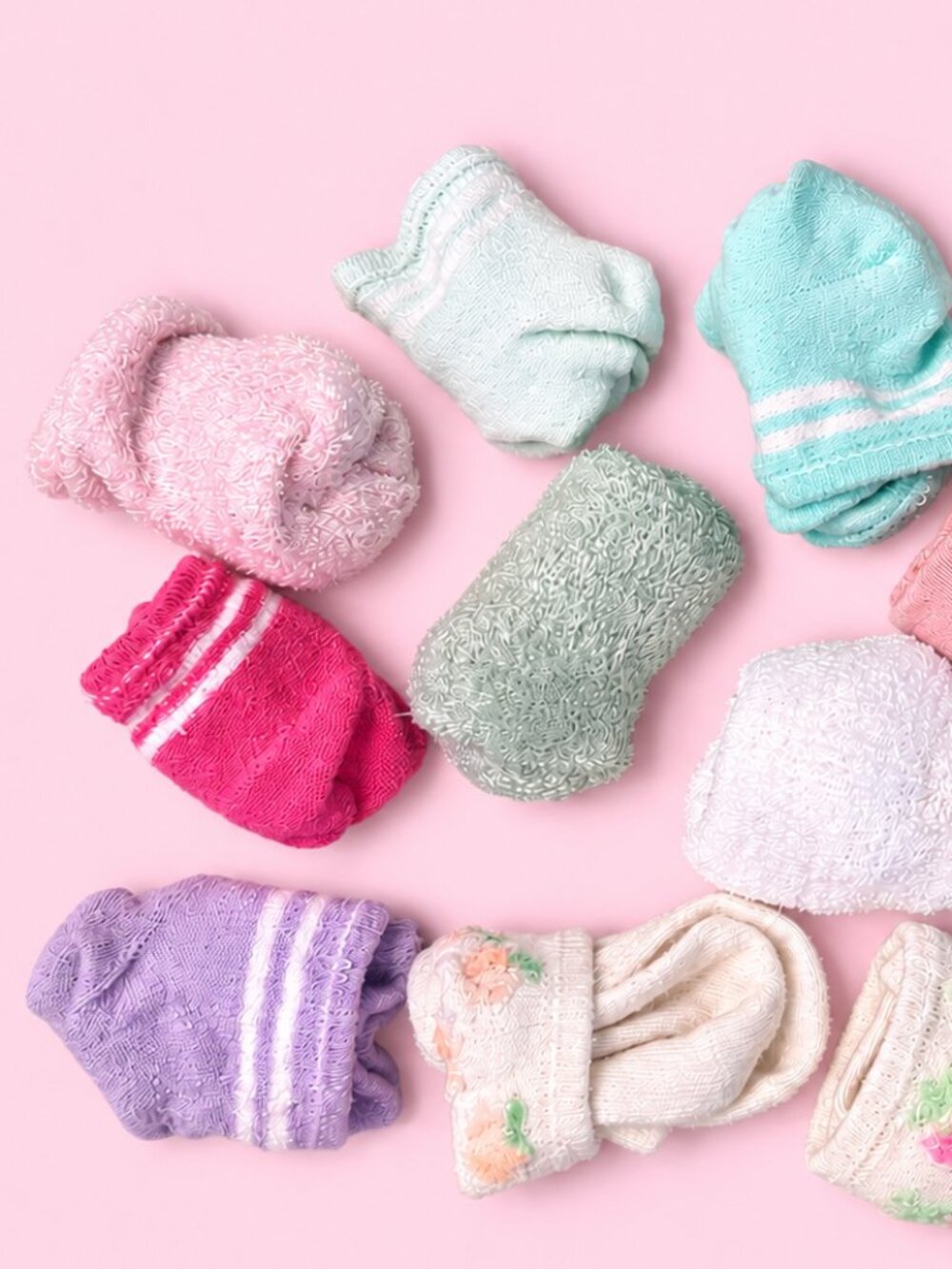 Adorable Pastel Baby Socks (13 prs) – Assorted Colors & Patterns 0-6 Months